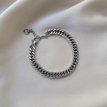 The Steel Paslanmaz Çelik Unisex Kalın Örme Küba Model Zincir Bileklik