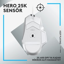 Logitech G G502 X Kablolu HERO 25K Sensörlü Yüksek Performanslı Oyuncu Mouse - Beyaz