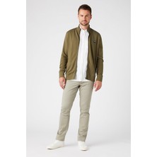 Wrangler Texas Slim Fit Normal Bel Esnek Pantolon Erkek Günlük Kullanım İçin Açık Yeşil Kanvas Kumaş