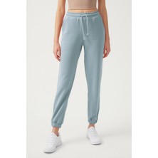 Los Ojos Kadın Mavi Gri Paçası Lastikli Jogger Eşofman Altı Drawstring