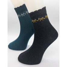 Ciho Socks 6 Çift Kadın Pamuklu Fiyonk Desen Yarım Konç Çorap