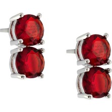 Merano Design 6mm Kırmızı Çift Taşlı Küpe