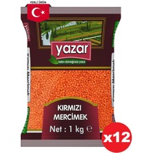 Yazar Yerli Kırmızı Mercimek 1 Kg. x 12 Adet