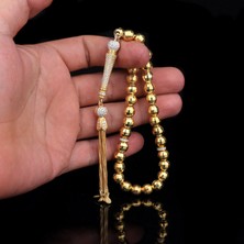 TAKI925 Gümüş Altın Kaplamalı Tesbi̇h 925 Ayar