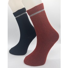 Ciho Socks 6 Çift Kalın Pirinç Örgülü Sim Detaylı Koyu Renkler Kadın Soket Çorap