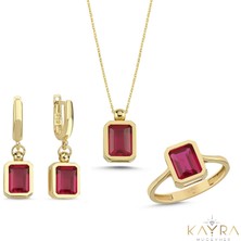 Kayra Mücevher Lal Taşlı Altın Takım TKM09