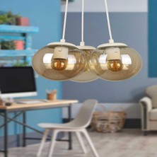 Begüsa Malta 3.lü Avize Beyaz Bal Cam