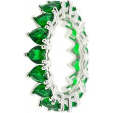 Merano Design Yeşil Kalpli Tamtur Yüzük