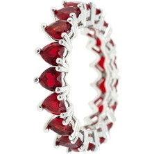 Merano Design Kırmızı Kalpli Tamtur Yüzük