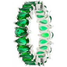 Merano Design Yeşil Damla Taşlı Tamtur Yüzük