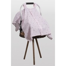 Paris in Paris Puset Örtüsü Çıt Çıtlı Açılır-Kapanır  %100 Pamuklu  Müslin Kumaş Pembe-Yıldız Desenli