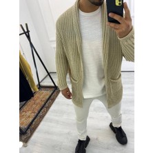 Elku Moda Hırka Kalın Örgü Şal Yaka Cepli Panço Triko Hırka