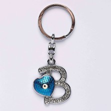 new life promosyon nl Nazar Boncuklu Krom ve Taşlı Harf Anahtarlık-(B HARFİ)ANAH66