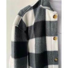 A&O Style Siyah Kareli Oversize Kışlık Kalın Polar Gömlek