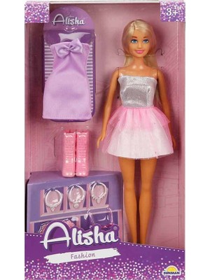 Alisha Gece Elbiseli Bebek Oyun Seti Gri-Açık Pembe