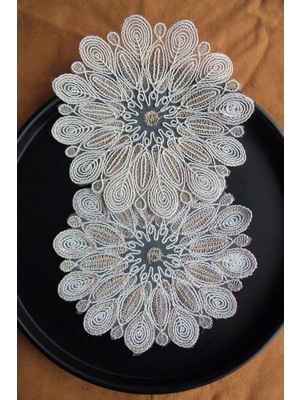 Emtory Home  6 Adet Fransız Tarzı Modern Krem Vizon Beau Decor Bardak Altlığı & Kokteyl Peçetesi