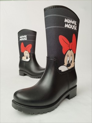 Sea & Blue Shoes Minnie Mouse Poz Veriyor Baskılı Peluşlu Su Geçirmeyen Kız Çocuk Yağmur Çizmesi