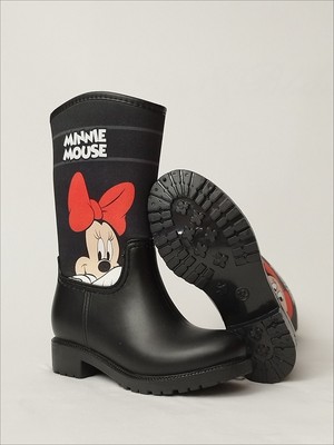 Sea & Blue Shoes Minnie Mouse Poz Veriyor Baskılı Peluşlu Su Geçirmeyen Kız Çocuk Yağmur Çizmesi