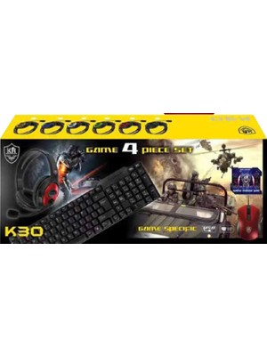 Pazariz Oyuncu Seti Klavye+Mouse Mouse Pad+Kulaklık Gaming Set K30