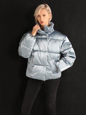 Colin's Regular Fit Şişme Cep Detaylı Mavi Kadın Mont