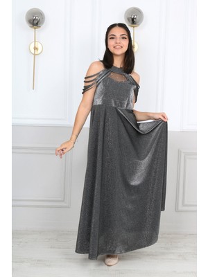 Kız Çocuk Simli Kumaş Astarlı Abiye Gece Mezuniyet Elbisesi-ABY-0029