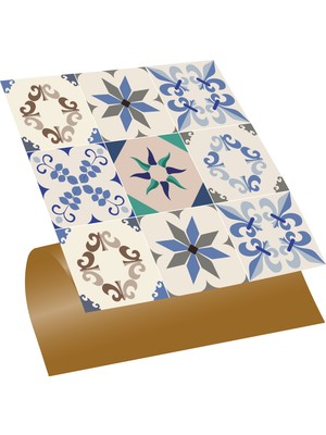 Tink Kendinden Yapışkanlı Mavi Yıldız 9'lu Desenli Pvc Karo 30X30 cm 4 Adet 0,36 m2