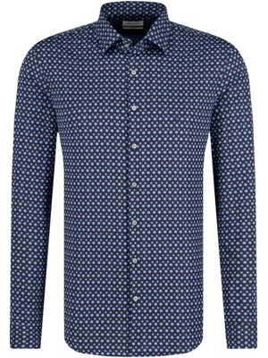 Calvin Klein Printed Easy Iron Slim Shirt Df Blue Erkek Gömlek