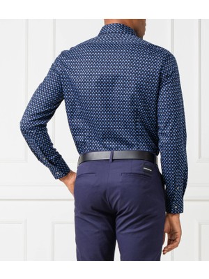 Calvin Klein Printed Easy Iron Slim Shirt Df Blue Erkek Gömlek