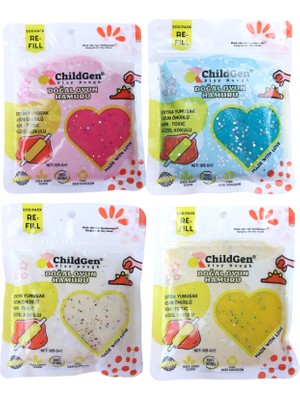 ChildGen Doğal Oyun Hamuru - 4lü Glitter Set 4x125 Gr Vakumlu Kartuş Paket - (ecopack-refill)