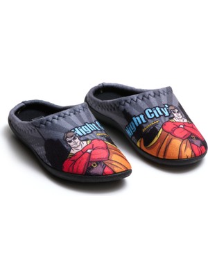 Gezer Kışlık Gri Gondol Filet Erkek Terlik