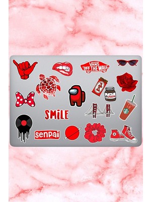 Kt Grup Kırmızı Temalı Laptop Notebook Tablet Sticker Seti 18 Adet