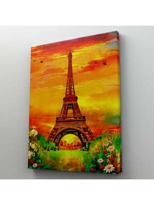 Dünyatablo Eyfel Kulesi Yağlıboya Görünüm Dekoratif Kanvas Duvar Tablosu