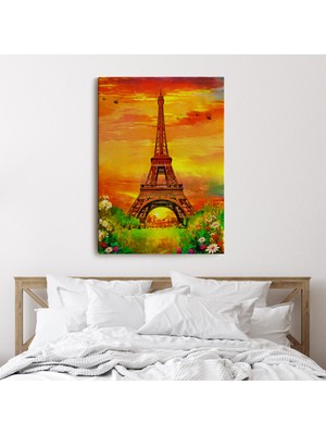 Dünyatablo Eyfel Kulesi Yağlıboya Görünüm Dekoratif Kanvas Duvar Tablosu