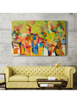 Dünyatablo Soyut Yaglıboya Görünüm Dekoratif Kanvas Tablo ( Üç Parça )