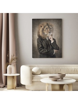Dünyatablo Aslan Kafalı Insan Kanvas Tablo