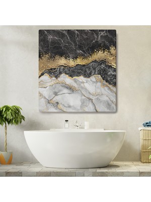 Dünyatablo Siyah ve Gold'un Mükemmel Uyumu Mermer Görünümlü Modern Kanvas Tablo