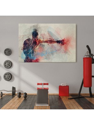 Doğal Tercih Yumruk Atan Boksör Suluboya Görünüm Dekoratif Tablo ( Tek Parça )