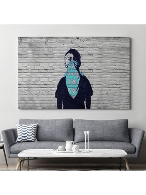 Dünyatablo Bansky Anarşist Çocuk Kanvas Tablosu ( Üç Parça   )