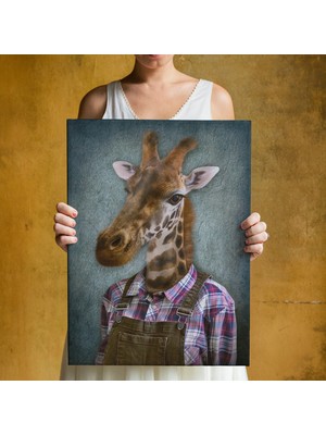 Dünyatablo Zurafa Kafalı Insan Kanvas Tablo