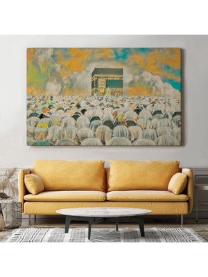 Dünyatablo Mekke Kabe'de Kılınan Namazın Muhteşem Görüntüsü Kanvas Tablo ( Tek Parça   )