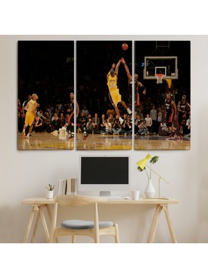 Dünyatablo Kobe Bryant Los Angeles Lakers Kanvas Tablo / Black Mamba ( Üç Parça )