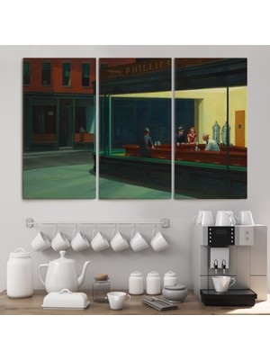 Dünyatablo Edward Hopper'un Gecekuşları Eseri Kanvas Tablo ( Tek Parça )