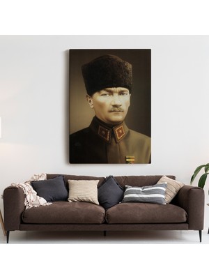 Dünyatablo Atatürk Portre Tablosu Mustafa Kemal Atatürk Dikdörtgen Dekoratif Kanvas Tablo