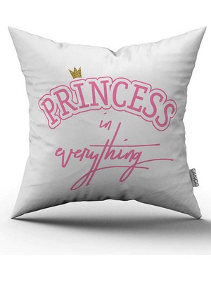 Cango Home Çift Taraflı Beyaz Pembe  Prenses Dekoratif Dijital Baskı Kırlent Yastık Kılıfı - CGH463-CT