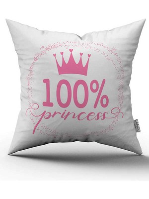 Cango Home Çift Taraflı Beyaz Pembe Prenses Yazılı Dijital Baskı Kırlent Yastık Kılıfı - CGH461-CT