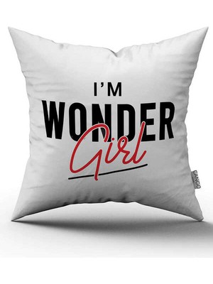 Cango Home Çift Taraflı Beyaz Siyah  Im Wonder Girl Yazılı Dijital Baskı Kırlent Yastık Kılıfı - CGH448-CT