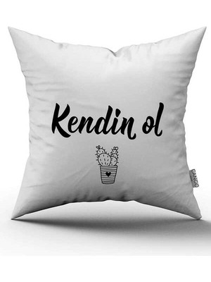 Cango Home Çift Taraflı Beyaz Siyah Kendin Ol Yazılı Dijital Baskı Kırlent Yastık Kılıfı - CGH482-CT