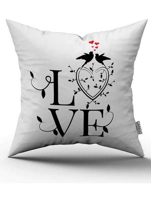 Cango Home Çift Taraflı Beyaz Siyah Love Dekoratif Dijital Baskı Kırlent Yastık Kılıfı - CGH479-CT