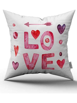 Cango Home Çift Taraflı Kırmızı Dekoratif Love Yazılı Dijital Baskı Kırlent Yastık Kılıfı - CGH423-CT
