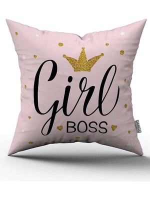 Cango Home Çift Taraflı Pembe Girl Boss Dekoratif Dijital Baskı Kırlent Yastık Kılıfı - CGH480-CT
